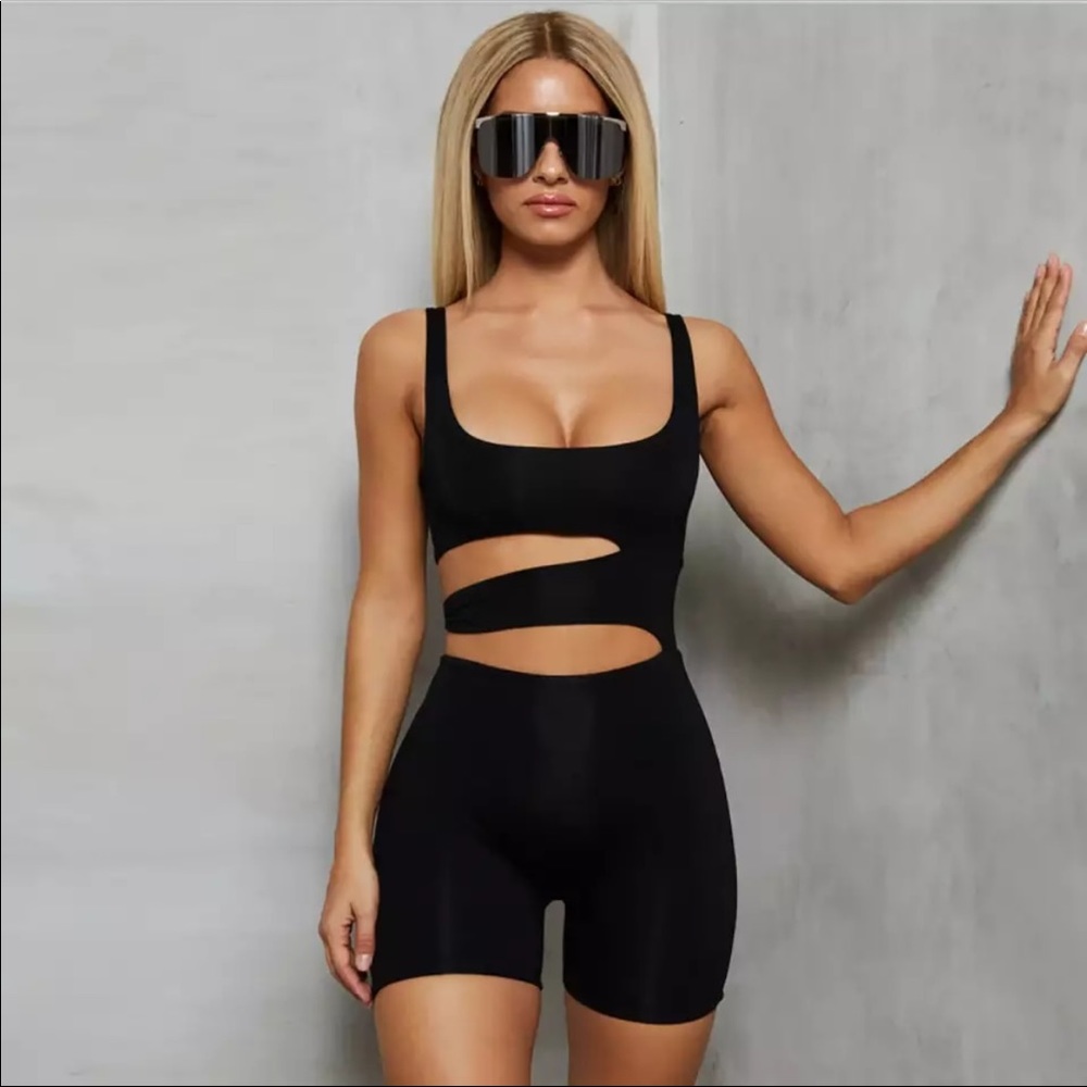 Black Cut-Out Sexy Backless Playsuits jumpsuit